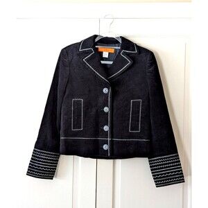 Vintage Cynthia Steffe Black Corduroy Jacket NWOT Size M Embroidered